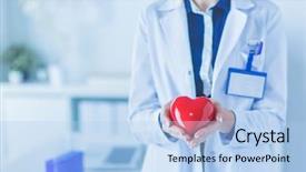  Presentation with heart - Slide set with doctor with stethoscope examining red background and a light blue colored foreground