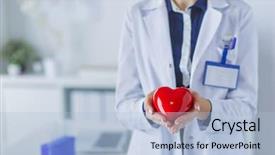  Presentation with heart - Slide set with doctor with stethoscope examining red background and a light blue colored foreground