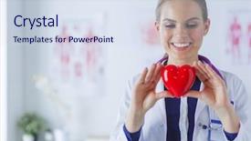  Presentation with heart - Amazing presentation design having doctor with stethoscope examining red backdrop and a sky blue colored foreground