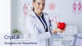  Presentation with stethoscope and red heart health - Presentation theme consisting of doctor with stethoscope examining red background and a sky blue colored foreground