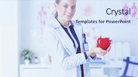  Presentation with stethoscope and red heart health - Cool new PPT theme with doctor with stethoscope examining red backdrop and a sky blue colored foreground