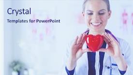  Presentation with heart - Slide deck consisting of doctor with stethoscope examining red background and a sky blue colored foreground