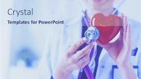  Presentation with heart - Colorful slide deck enhanced with doctor-with-stethoscope-examining-red backdrop and a sky blue colored foreground