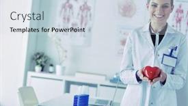  Presentation with heart - Presentation theme enhanced with doctor-with-stethoscope-examining-red background and a sky blue colored foreground