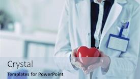  Presentation with heart - Slides consisting of doctor-with-stethoscope-examining-red background and a light blue colored foreground