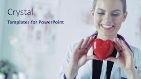  Presentation with heart - Colorful slides enhanced with doctor-with-stethoscope-examining-red backdrop and a sky blue colored foreground