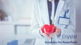  Presentation with heart - Slide set with doctor-with-stethoscope-examining-red background and a light blue colored foreground