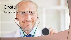  Presentation with physical examination for newborn - PPT theme enhanced with doctor with stethoscope for diagnose background and a  colored foreground