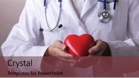  Presentation with stethoscope and red heart health - Presentation having doctor with stethoscope holding heart background and a tawny brown colored foreground