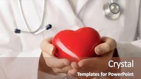  Presentation with stethoscope and red heart health - Theme consisting of doctor with stethoscope holding heart background and a tawny brown colored foreground