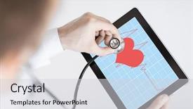  Presentation with heart beat - Presentation theme with doctor with stethoscope listening heart background and a light gray colored foreground