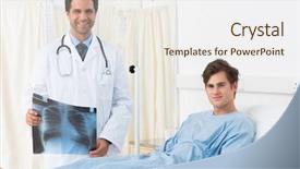  Presentation with quarter - Audience pleasing PPT theme consisting of doctor with xray report backdrop and a sky blue colored foreground