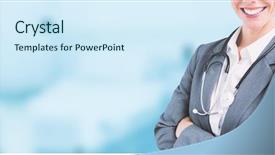  Presentation with dental impression - Presentation with doctor woman against dental equipment background and a cool aqua colored foreground