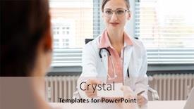  Presentation with prescription - Beautiful slide deck featuring doctor-woman-handing-slip backdrop and a soft green colored foreground