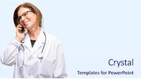  Presentation with blue professional - Audience pleasing PPT theme consisting of doctor woman medical professional happy backdrop and a sky blue colored foreground
