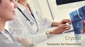  Presentation with chest - Presentation design enhanced with doctor-woman-shows-the-patient background and a lemonade colored foreground