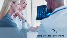  Presentation with chest - Presentation theme with doctor-woman-shows-the-patient background and a  colored foreground