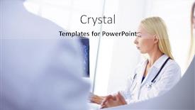  Presentation with chest - Presentation featuring doctor-woman-shows-the-patient background and a sky blue colored foreground
