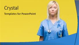  Presentation with simple medical - Slides having doctor woman wearing medical uniform background and a yellow colored foreground