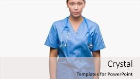  Presentation with simple medical - Colorful slide deck enhanced with doctor woman wearing medical uniform backdrop and a lemonade colored foreground