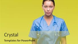  Presentation with simple medical - Colorful slides enhanced with doctor woman wearing medical uniform backdrop and a yellow colored foreground