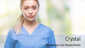  Presentation with simple medical - Presentation theme enhanced with doctor woman wearing medical uniform background and a light blue colored foreground