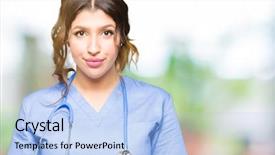  Presentation with simple medical - Colorful PPT layouts enhanced with doctor woman wearing medical uniform backdrop and a  colored foreground
