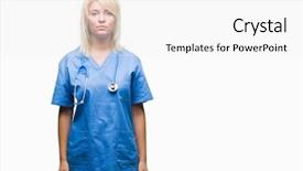 Presentation with simple medical - PPT theme having doctor woman wearing medical uniform background and a  colored foreground