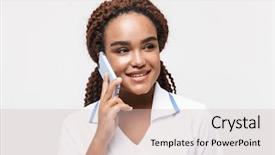  Presentation with nurse cellphone - Cool new presentation theme with doctor woman wearing medical backdrop and a soft green colored foreground