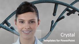  Presentation with medical dna - Colorful PPT theme enhanced with doctor woman with 3d dna backdrop and a gray colored foreground