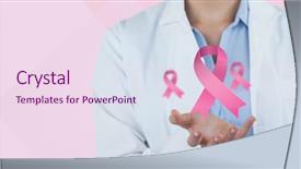  Presentation with breast cancer awareness month - Colorful presentation design enhanced with doctor woman with breast cancer backdrop and a  colored foreground
