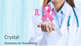  Presentation with breast cancer awareness - Cool new theme with doctor woman with breast cancer backdrop and a cool aqua colored foreground