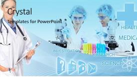  Presentation with doctor family - Colorful presentation enhanced with doctor woman with stethoscope healthcare backdrop and a light blue colored foreground