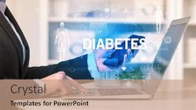  Presentation with diabetes - PPT theme with doctor-working-a-health-check background and a coral colored foreground