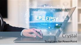  Presentation with epilepsy - Beautiful slide set featuring doctor-working-a-health-check backdrop and a light blue colored foreground