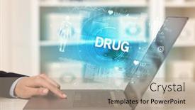 Presentation with health drug - PPT layouts having doctor-working-a-health-check background and a coral colored foreground