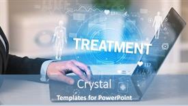  Presentation with health - Beautiful PPT theme featuring doctor-working-a-health-check backdrop and a teal colored foreground