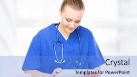  Presentation with medical robot hand and doctor - Beautiful theme featuring doctor working in a medical backdrop and a light blue colored foreground