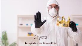  Presentation with covid - Beautiful presentation theme featuring doctor-working-in-lab backdrop and a lemonade colored foreground