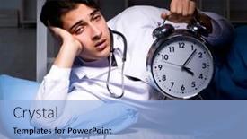  Presentation with hospital - Cool new PPT theme with doctor-working-night-shift backdrop and a light blue colored foreground