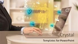  Presentation with healthcare - Slides enhanced with doctor-working-on-laptop background and a coral colored foreground