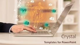  Presentation with healthcare - Slides with doctor-working-on-laptop background and a soft green colored foreground