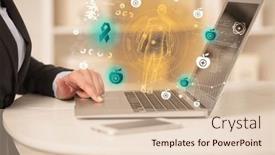  Presentation with healthcare - Slide set enhanced with doctor-working-on-laptop background and a lemonade colored foreground