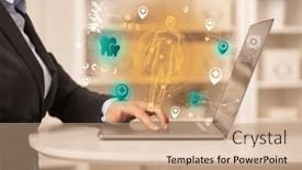 Presentation with healthcare - Theme with doctor-working-on-laptop background and a coral colored foreground