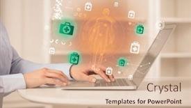  Presentation with healthcare - Presentation theme featuring doctor-working-on-laptop background and a soft green colored foreground