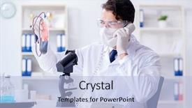  Presentation with doctor in hospital health insurance related icons healthcare person saving medical - Beautiful slide deck featuring doctor working with blood samples backdrop and a light blue colored foreground