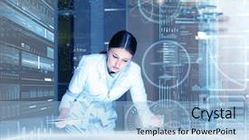  Presentation with interface - Colorful presentation theme enhanced with doctor working with modern computer backdrop and a light blue colored foreground