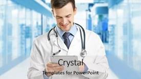  Presentation with medicine - Audience pleasing PPT theme consisting of doctor working with modern digital backdrop and a light gray colored foreground