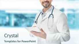  Presentation with medicine - Colorful theme enhanced with doctor working with modern digital backdrop and a  colored foreground