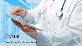  Presentation with medicine - Colorful PPT layouts enhanced with doctor working with modern digital backdrop and a  colored foreground